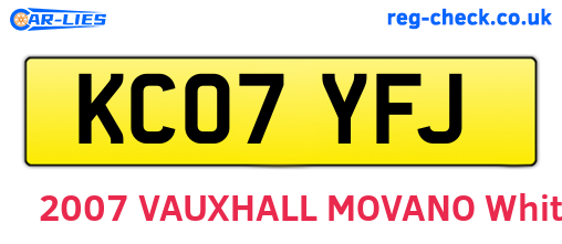 KC07YFJ are the vehicle registration plates.