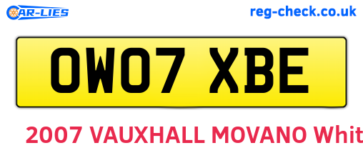 OW07XBE are the vehicle registration plates.