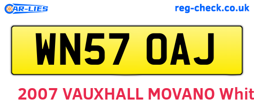 WN57OAJ are the vehicle registration plates.