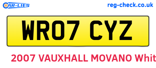 WR07CYZ are the vehicle registration plates.
