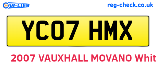 YC07HMX are the vehicle registration plates.