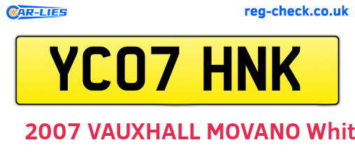 YC07HNK are the vehicle registration plates.