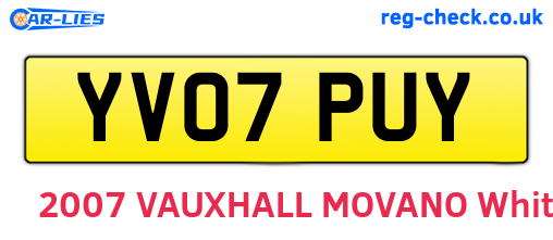 YV07PUY are the vehicle registration plates.