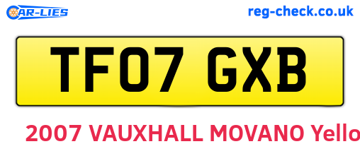 TF07GXB are the vehicle registration plates.