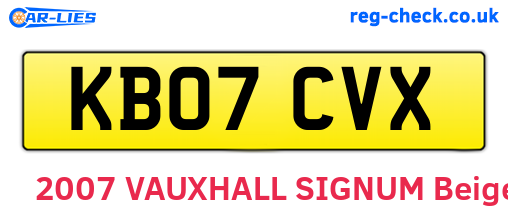 KB07CVX are the vehicle registration plates.