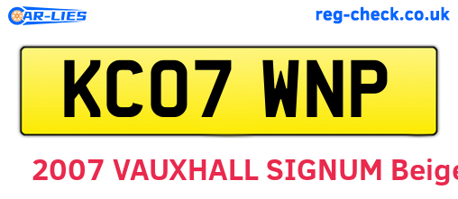 KC07WNP are the vehicle registration plates.