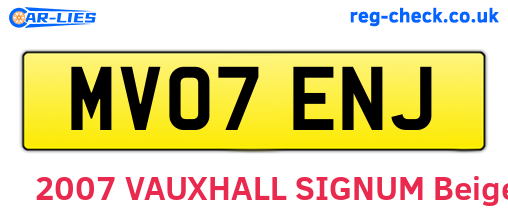 MV07ENJ are the vehicle registration plates.