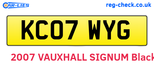 KC07WYG are the vehicle registration plates.