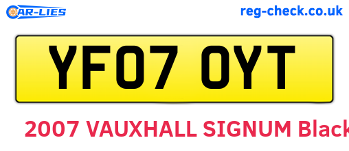 YF07OYT are the vehicle registration plates.