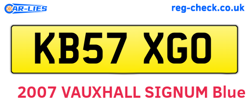 KB57XGO are the vehicle registration plates.