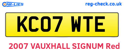 KC07WTE are the vehicle registration plates.