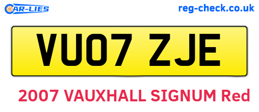 VU07ZJE are the vehicle registration plates.