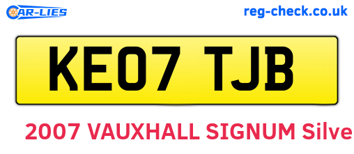 KE07TJB are the vehicle registration plates.