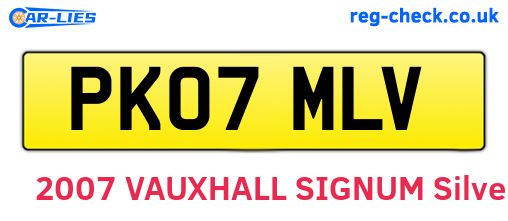 PK07MLV are the vehicle registration plates.