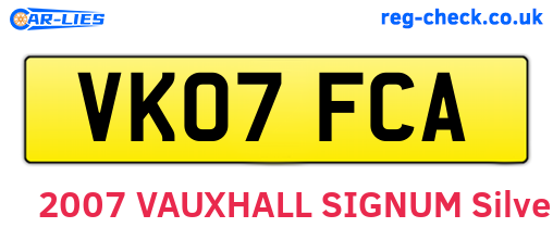 VK07FCA are the vehicle registration plates.
