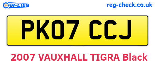 PK07CCJ are the vehicle registration plates.
