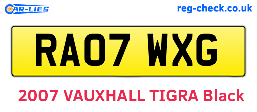 RA07WXG are the vehicle registration plates.