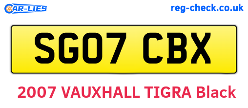 SG07CBX are the vehicle registration plates.