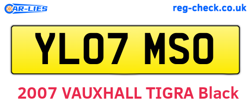 YL07MSO are the vehicle registration plates.
