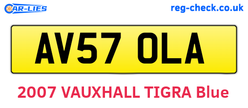 AV57OLA are the vehicle registration plates.