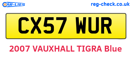 CX57WUR are the vehicle registration plates.