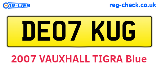 DE07KUG are the vehicle registration plates.