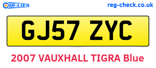 GJ57ZYC are the vehicle registration plates.