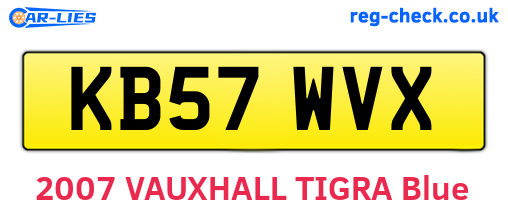 KB57WVX are the vehicle registration plates.