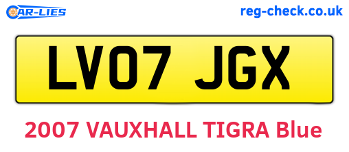 LV07JGX are the vehicle registration plates.