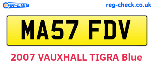MA57FDV are the vehicle registration plates.