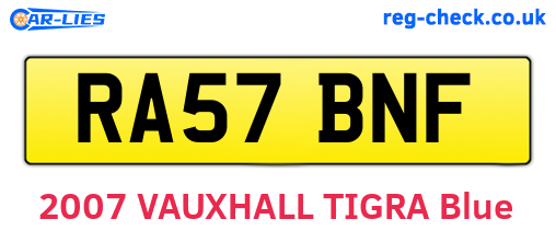 RA57BNF are the vehicle registration plates.
