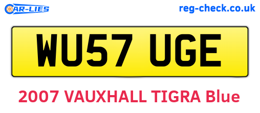 WU57UGE are the vehicle registration plates.