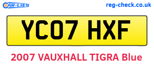 YC07HXF are the vehicle registration plates.