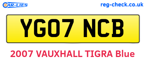 YG07NCB are the vehicle registration plates.