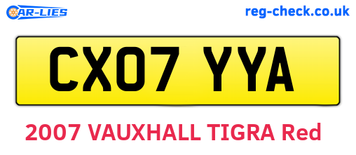 CX07YYA are the vehicle registration plates.