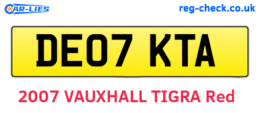 DE07KTA are the vehicle registration plates.