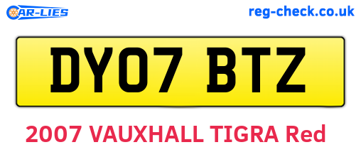 DY07BTZ are the vehicle registration plates.