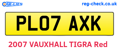 PL07AXK are the vehicle registration plates.