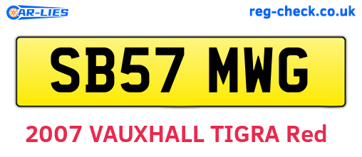 SB57MWG are the vehicle registration plates.