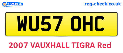 WU57OHC are the vehicle registration plates.
