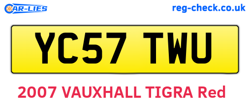 YC57TWU are the vehicle registration plates.