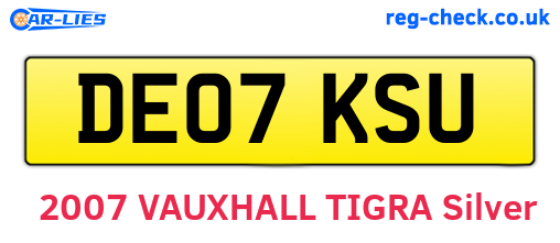 DE07KSU are the vehicle registration plates.