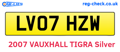 LV07HZW are the vehicle registration plates.