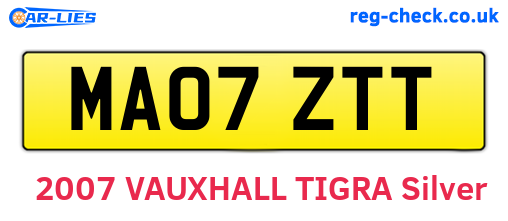 MA07ZTT are the vehicle registration plates.