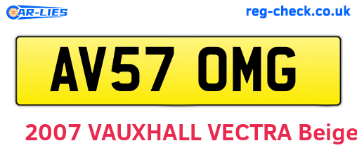 AV57OMG are the vehicle registration plates.