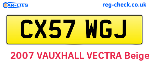 CX57WGJ are the vehicle registration plates.