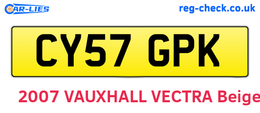 CY57GPK are the vehicle registration plates.