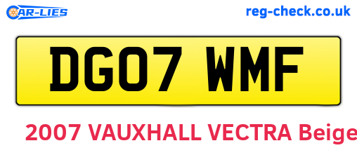 DG07WMF are the vehicle registration plates.