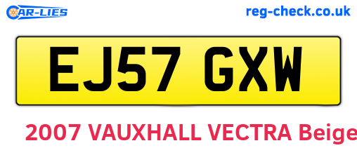 EJ57GXW are the vehicle registration plates.