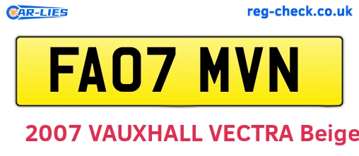 FA07MVN are the vehicle registration plates.